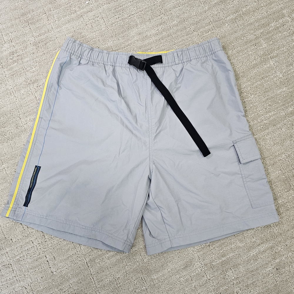 Gray Men'snautica Shorts with Yellow Stripe